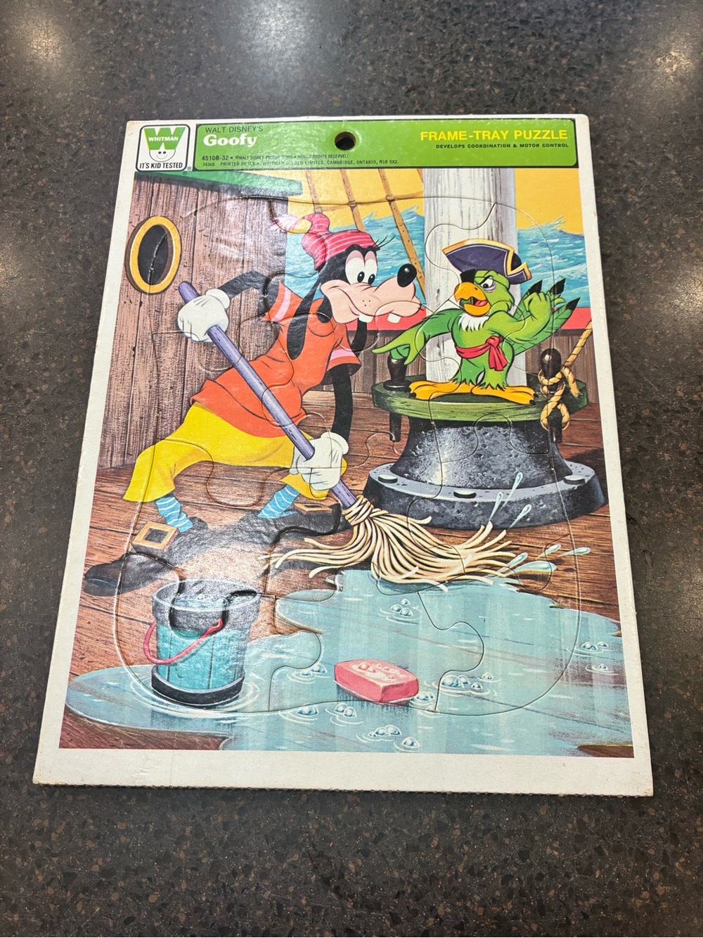 Vintage 1964 Disney Goofy Whitman Frame Tray Puzzle 4510B-32